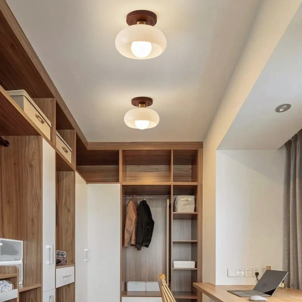 Lámpara de Techo Crema Estilo Bauhaus Francés