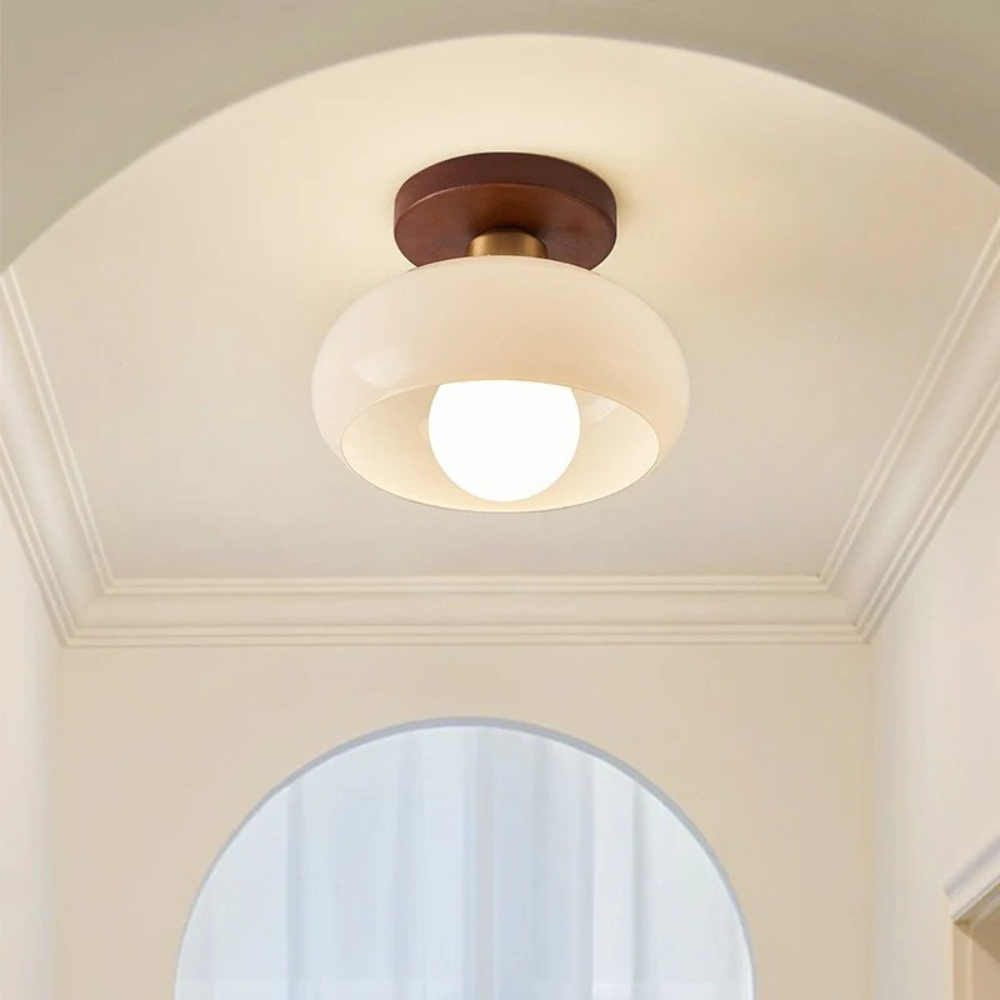 Lámpara de Techo Crema Estilo Bauhaus Francés