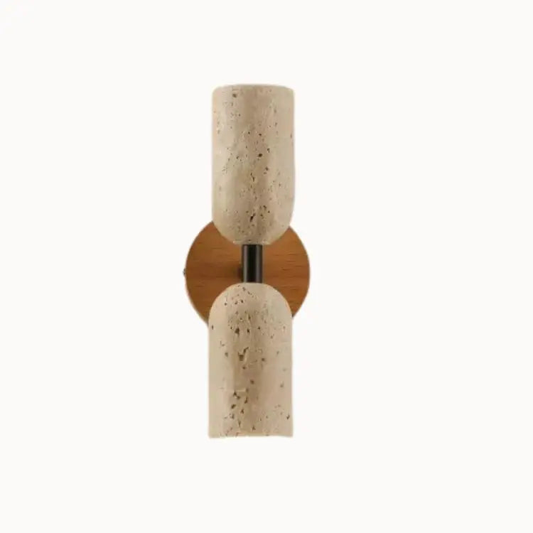 Escandinavian Wall Sconce in Travertine and Solid Wood | Velin