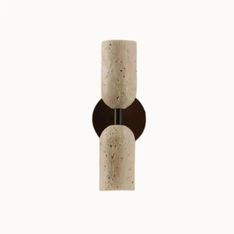 Escandinavian Wall Sconce in Travertine and Solid Wood | Velin