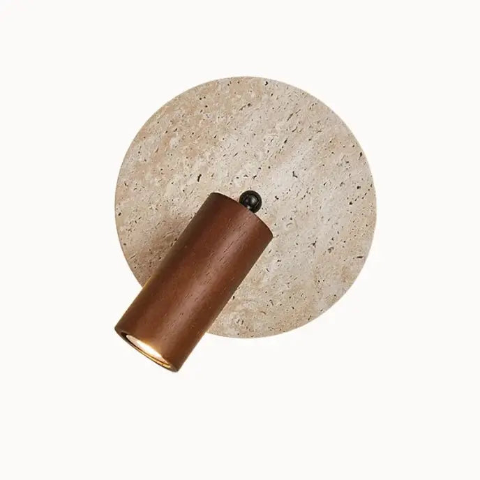 Modelo Aksel: Aplique de Pared de Diseño en Travertino y Madera