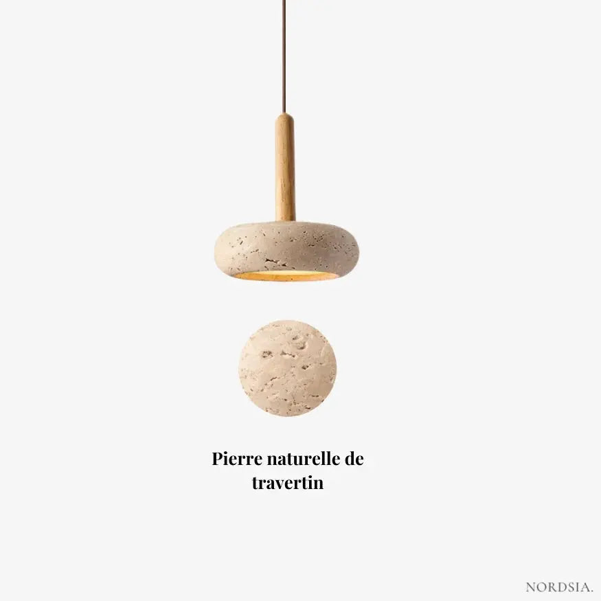 Suspensión Moderna en Travertino y Madera | Elys