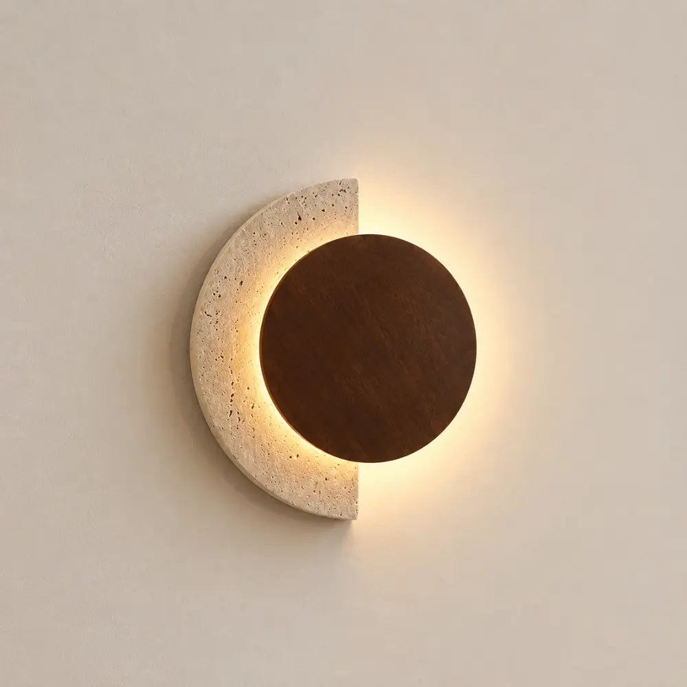 Aplicación de Pared Estilo Travertino y Madera con LED Integrado | Halla