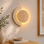 Aplicación de Pared Estilo Travertino y Madera con LED Integrado | Halla