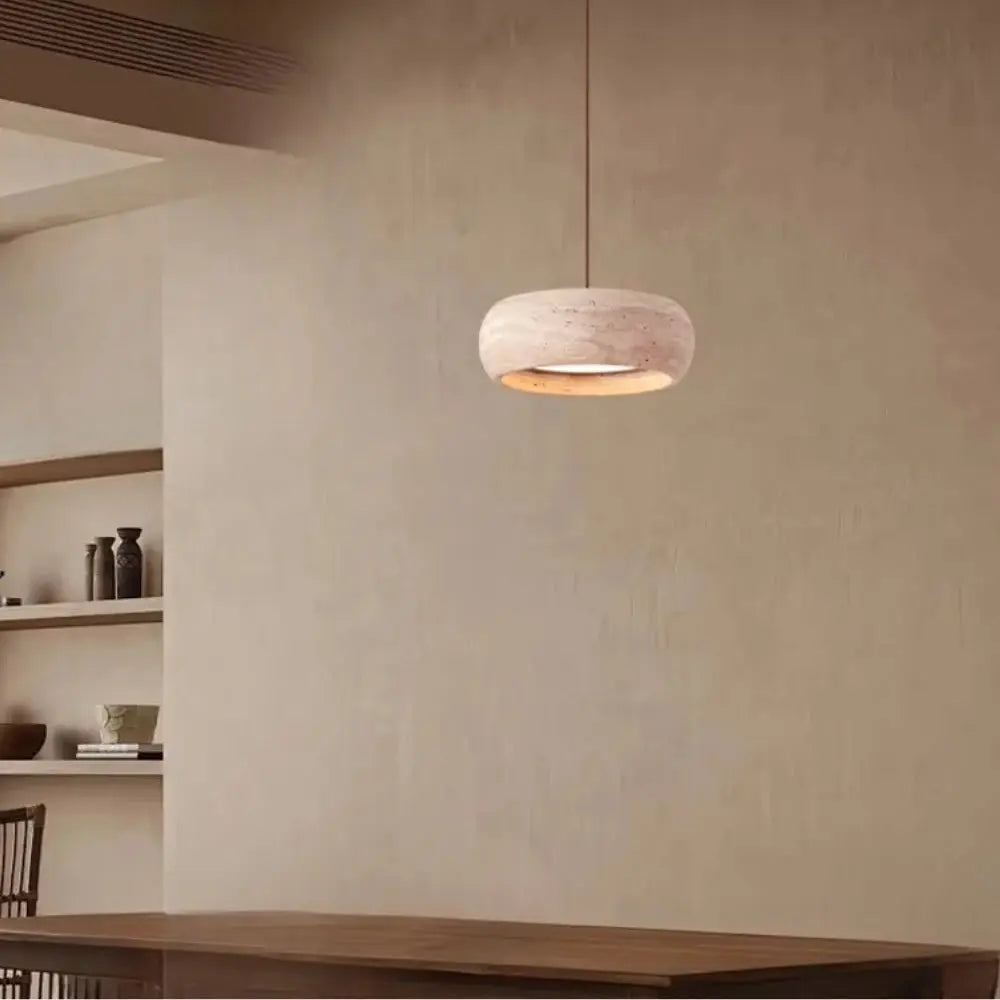 Moderna Lámpara Colgante en Travertino Auténtico - Ø 20 cm | Isla