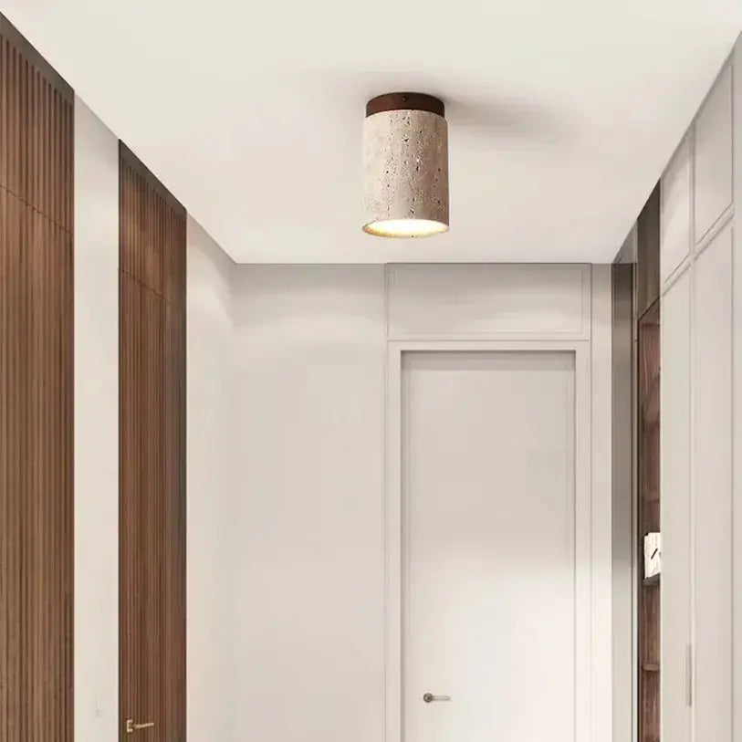 Plafón Moderno de Travertino y Madera Sólida | Kara
