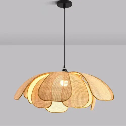 Pantalla de Ratán Natural en Diseño de Pétalos - Ø 50 cm | Kaela
