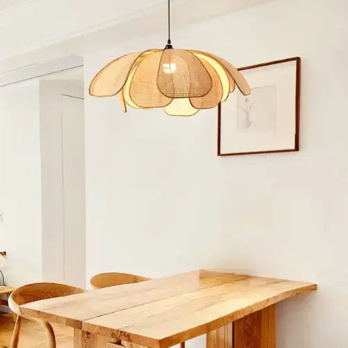 Pantalla de Ratán Natural en Diseño de Pétalos - Ø 50 cm | Kaela