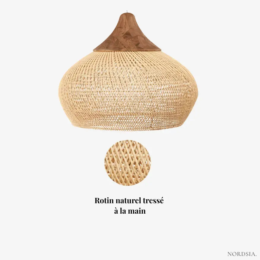 Pantalla de Ratán Natural de 50 cm de Diámetro | Kaia