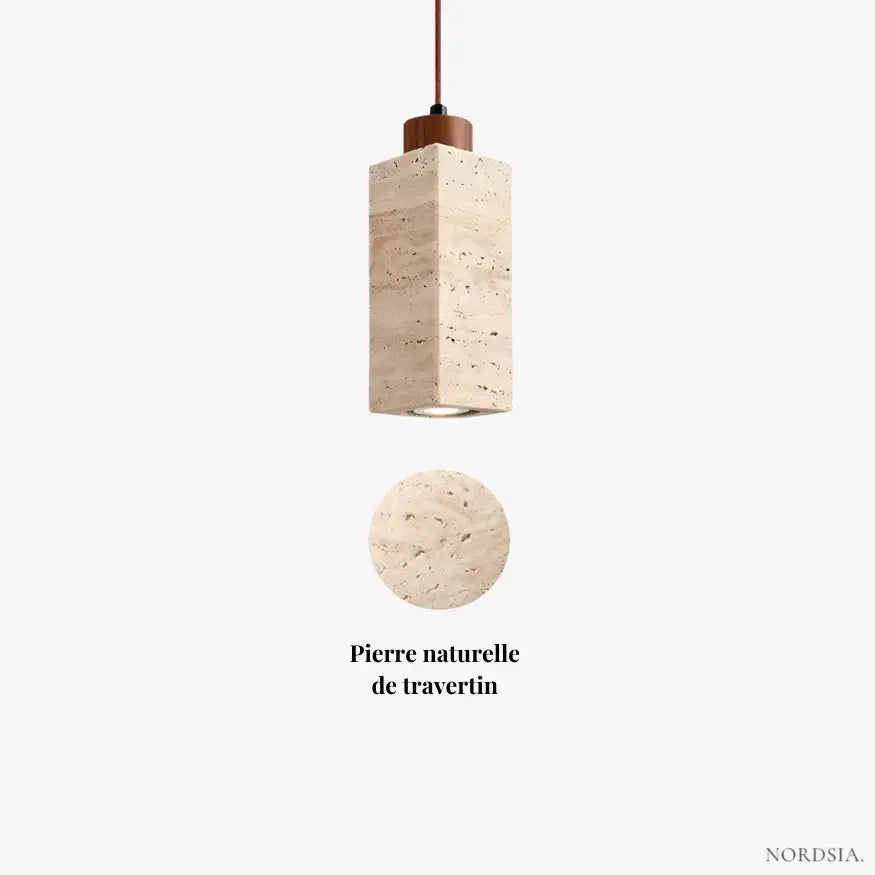 Suspensión Escandinava de Travertino y Madera | Koben
