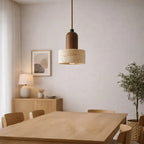 Elegante Lámpara de Suspensión en Travertino y Madera | Løvik