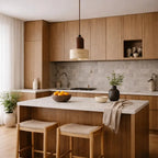 Elegante Lámpara de Suspensión en Travertino y Madera | Løvik