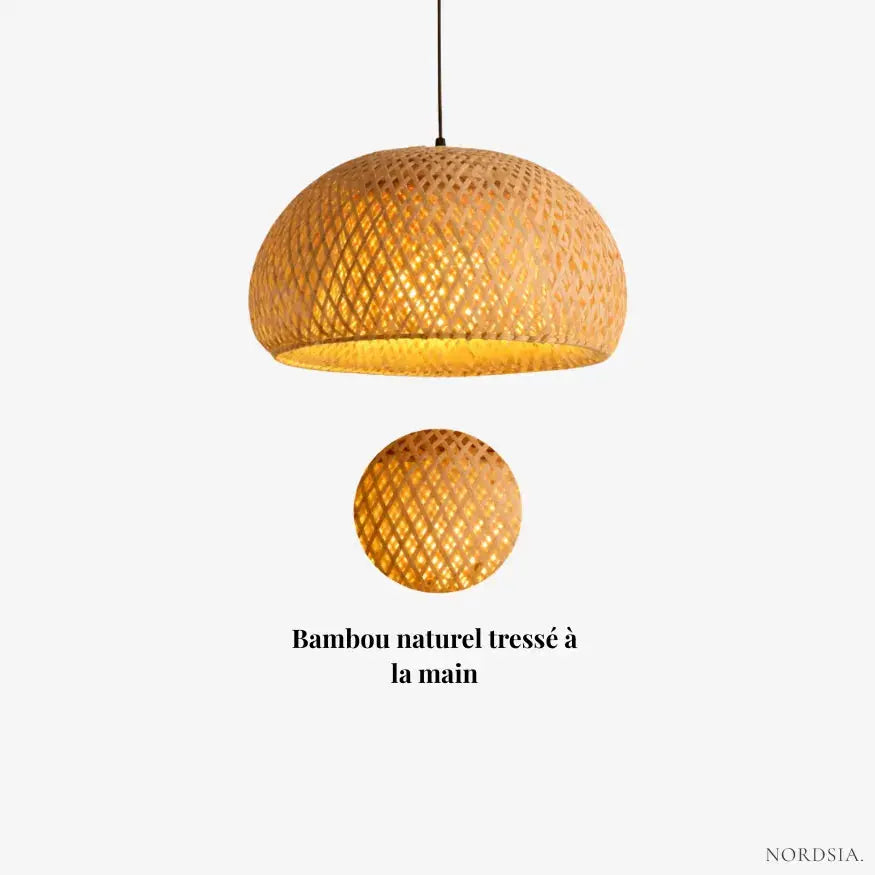 Suspensión de Bambú Escandinavo Ø 30 cm | Lumea