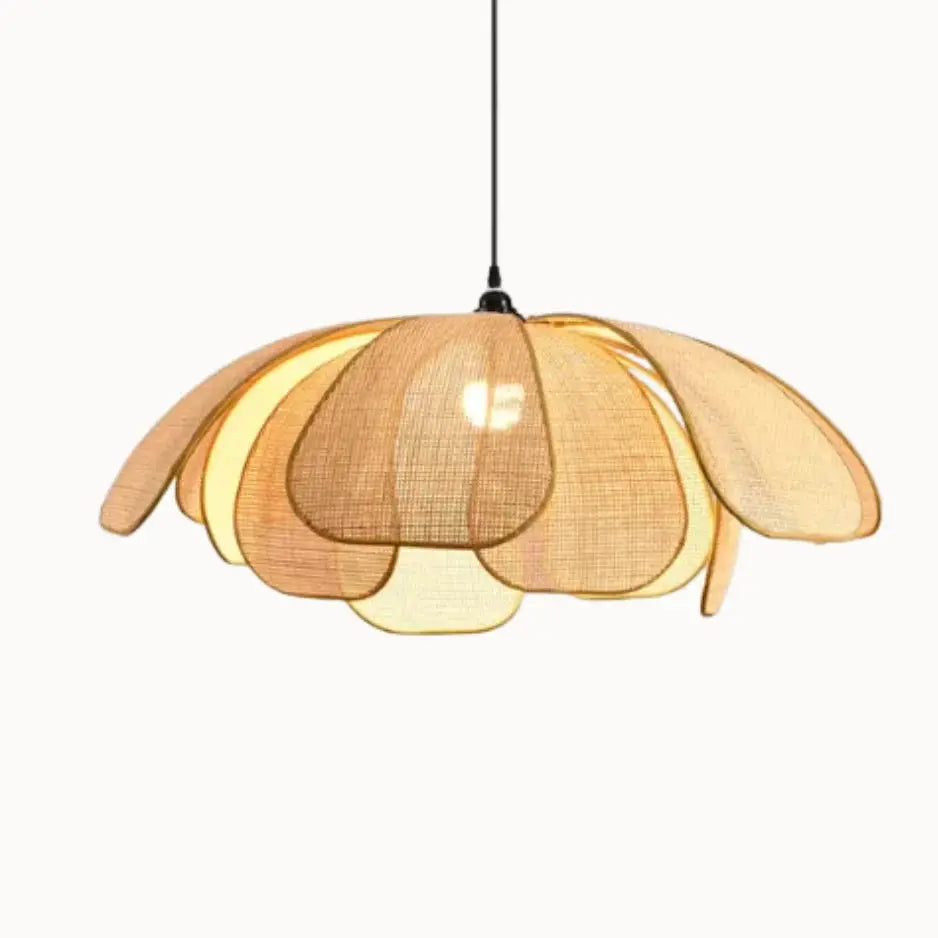 Pantalla de Ratán Natural en Diseño de Pétalos - Ø 50 cm | Kaela