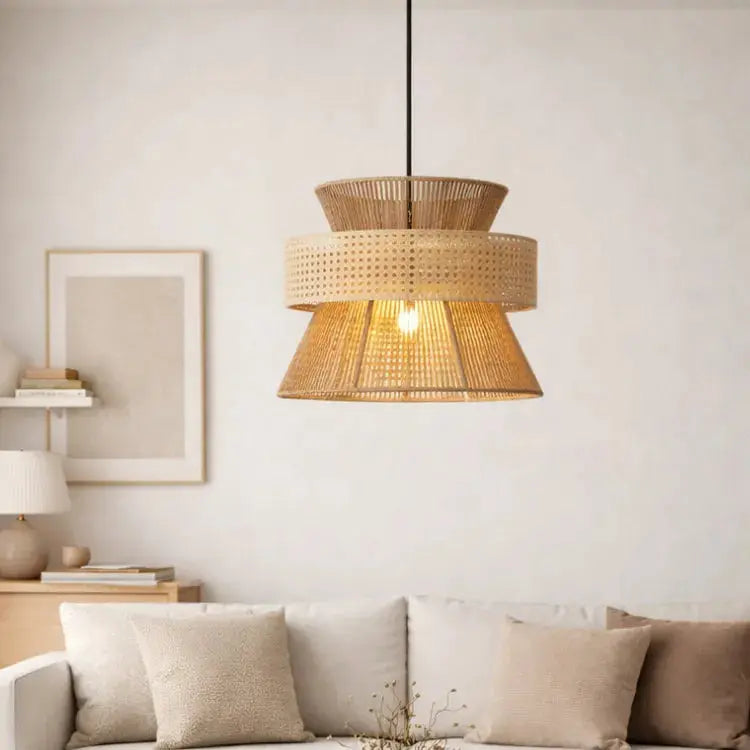 Linnea Bamboo and Natural Rattan Suspension Light - Ø 40 cm