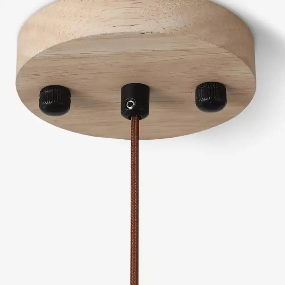 Suspensión Escandinava de Travertino y Madera Ø 30 cm | Lyng