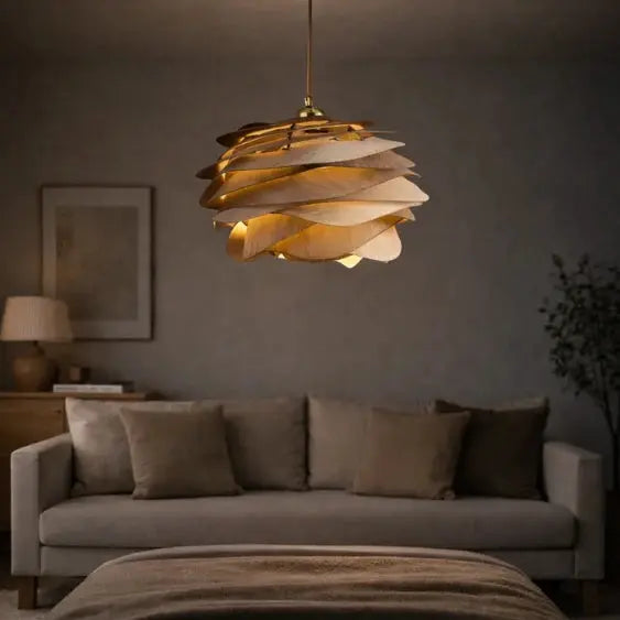 Iluminación Colgante de Madera y Bambú Natural - Ø 30 cm | Iris