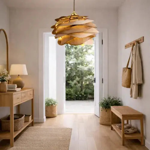 Iluminación Colgante de Madera y Bambú Natural - Ø 30 cm | Iris