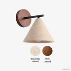 Escandinavian Wall Sconce in Travertine and Wood | Lyra Model