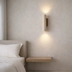 Minimalist Wall Sconce in Travertine and Wood | Mysen
