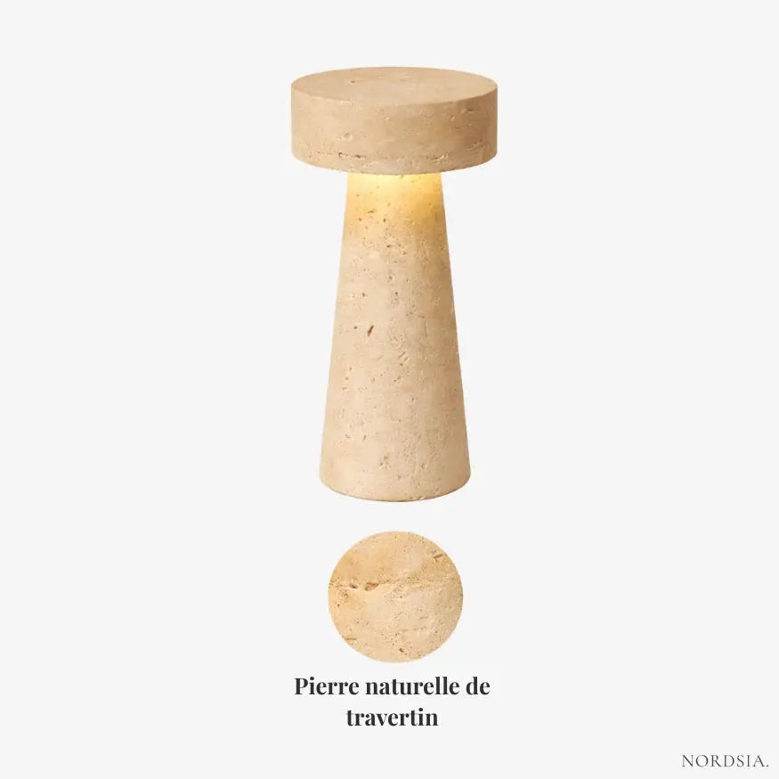 Lámpara de mesa LED moderna en travertino | Neri