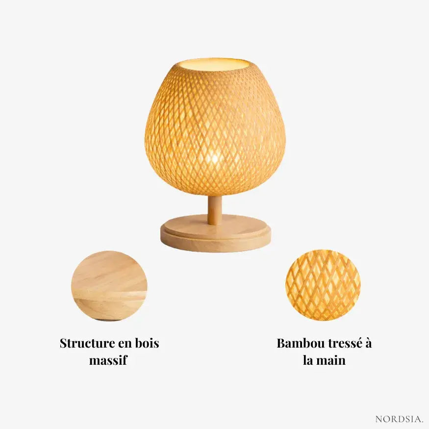 Lámpara de noche de madera y bambú natural | Neya