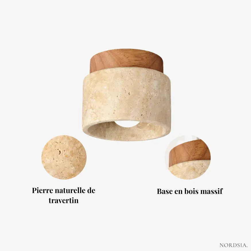 Plafón Moderno de Travertino y Madera Sólida | Noor