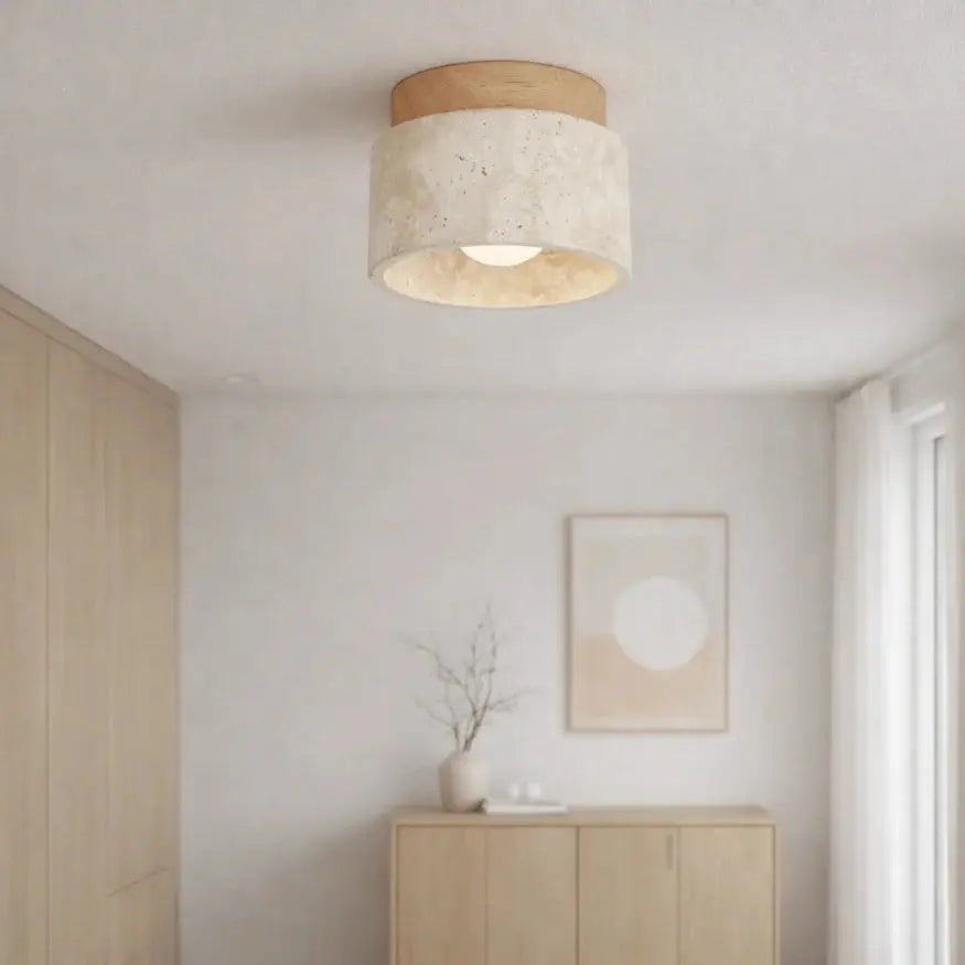 Plafón Moderno de Travertino y Madera Sólida | Noor