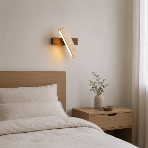 Applique de Pared en Travertino y Madera Escandinava - Modelo Solveig