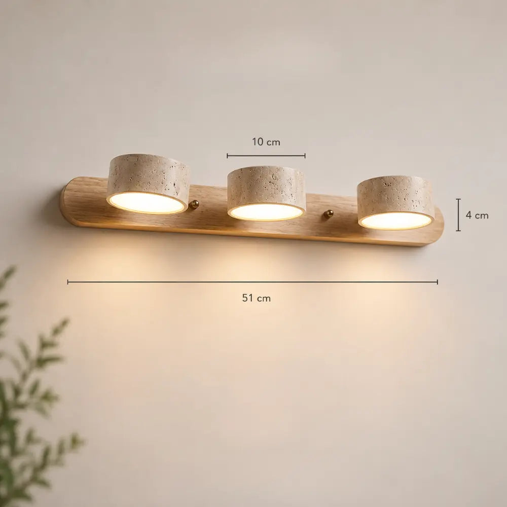 Triva: Aplique de Diseño en Travertino y Madera con Varias Cabezas