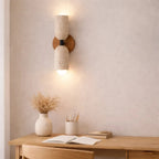 Escandinavian Wall Sconce in Travertine and Solid Wood | Velin