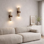 Escandinavian Wall Sconce in Travertine and Solid Wood | Velin