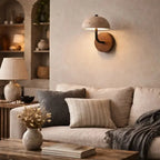 Elegante Aplique de Pared en Travertino y Madera | Modelo Ingrid