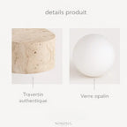 Elegante Aplique de Pared en Travertino y Vidrio | Kael