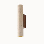 Minimalist Wall Sconce in Travertine and Wood | Mysen