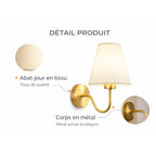 Sael Aplique de Pared Vintage en Metal y Tela