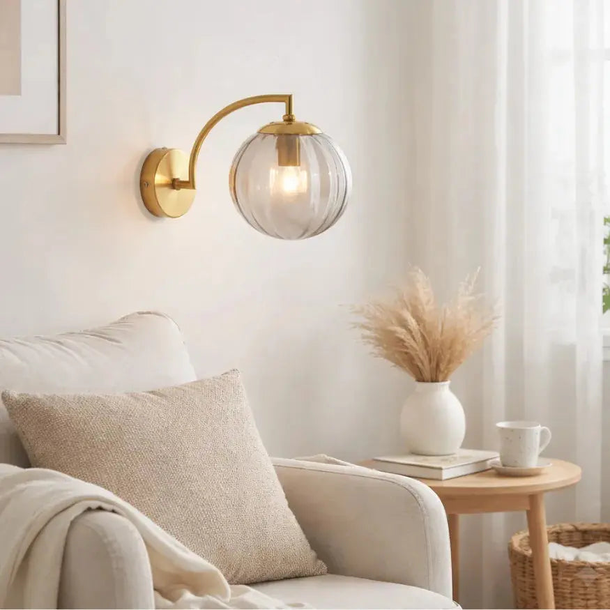 Arandela de Diseño en Vidrio y Metal Dorado | Sélune