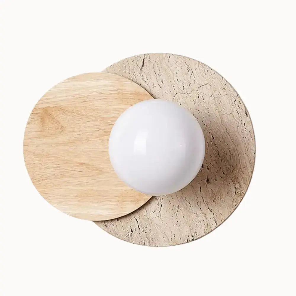 Escandinavian Wall Sconce in Travertine and Wood | Verdalsøra