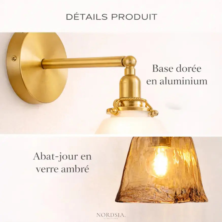 Fenra Aplique de Pared de Vidrio Ámbar con Diseño Elegante