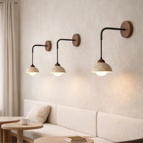 Aplique de Pared Moderno en Travertino y Madera | Porva