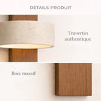 Elegante Aplique de Pared en Madera y Travertino | Solberg