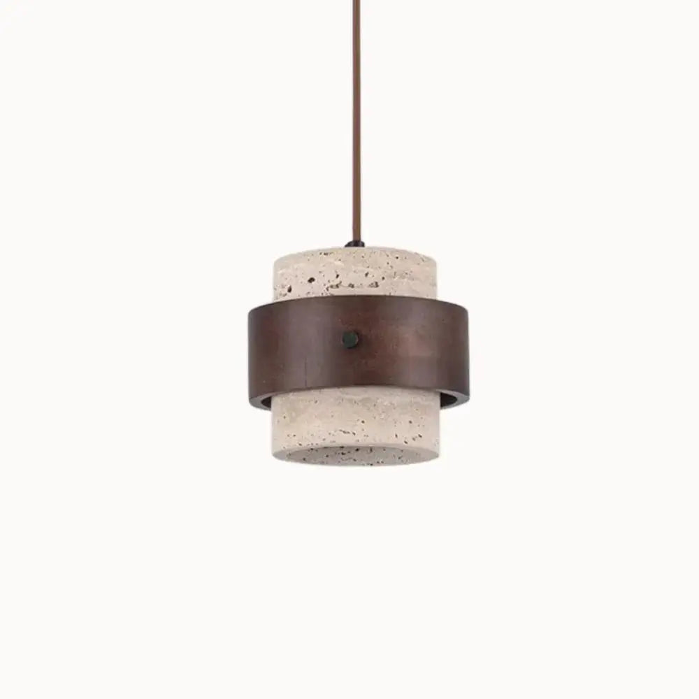 Moderna Lámpara Colgante de Travertino y Madera de Nogal Ø 20 cm | Frya