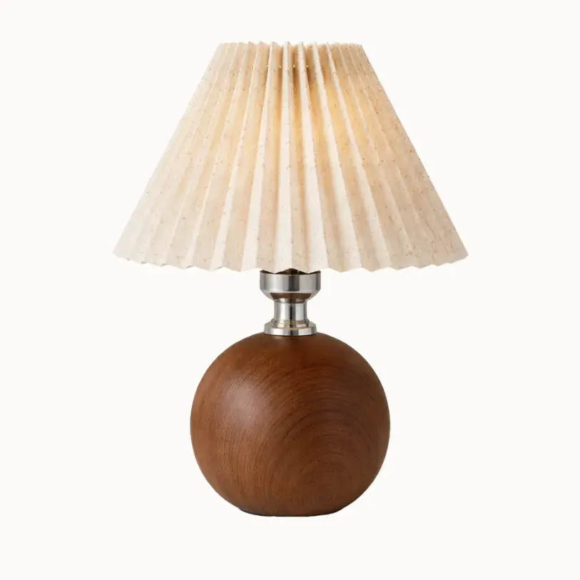Lámpara de noche de madera sólida con pantalla de tela | Aeris