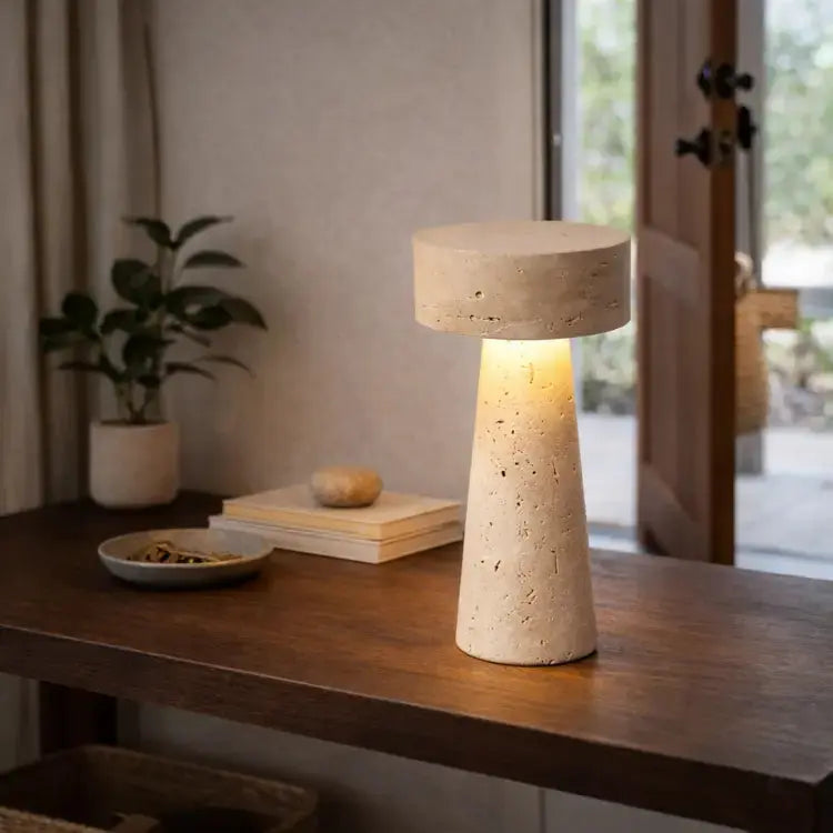 Lámpara de mesa LED moderna en travertino | Neri