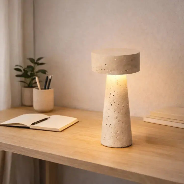 Lámpara de mesa LED moderna en travertino | Neri
