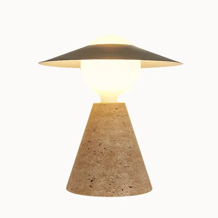 Table Lamp in Scandinavian Style with Travertine and Opaline Glass | Aili