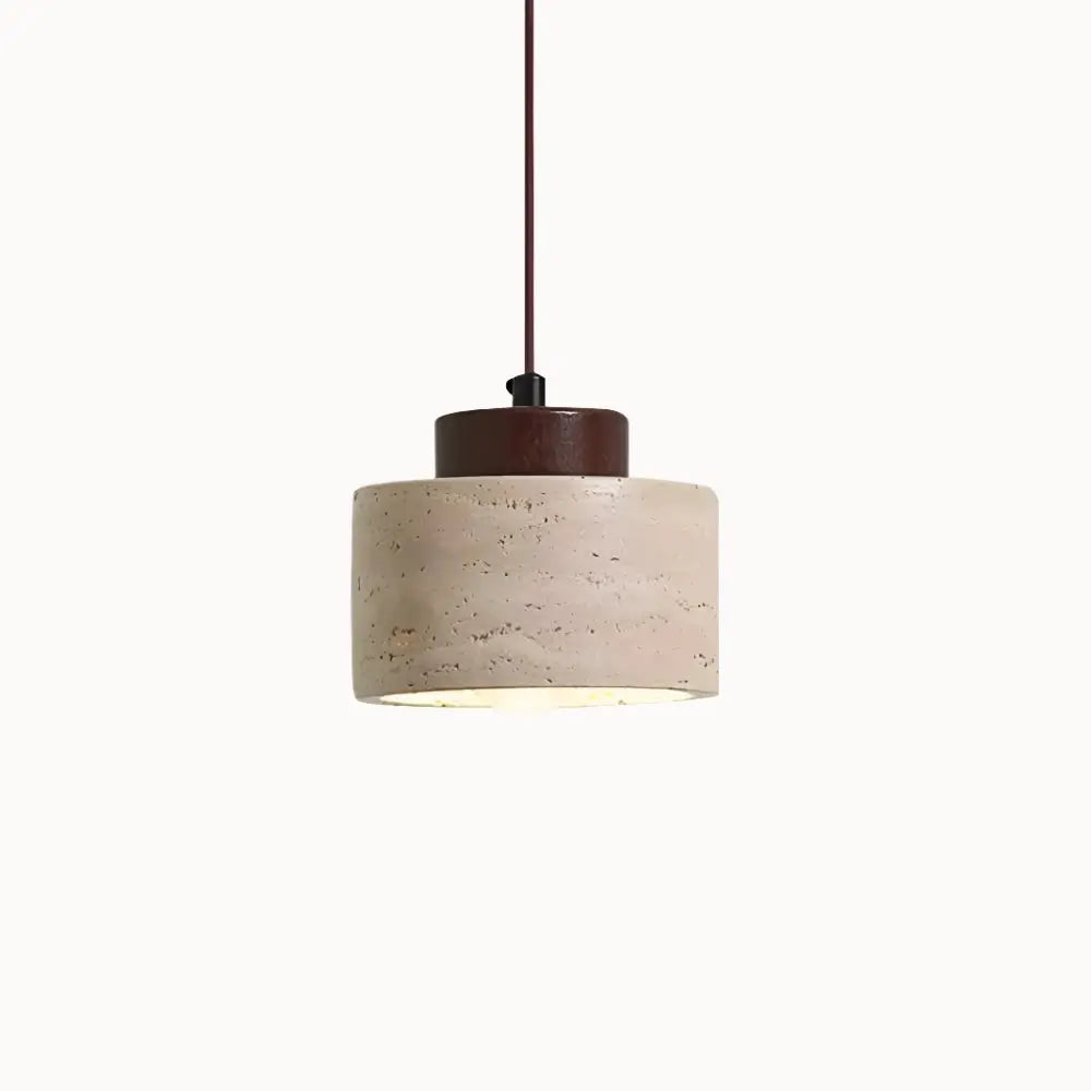 Moderna Lámpara Colgante de Travertino y Madera | Lumi