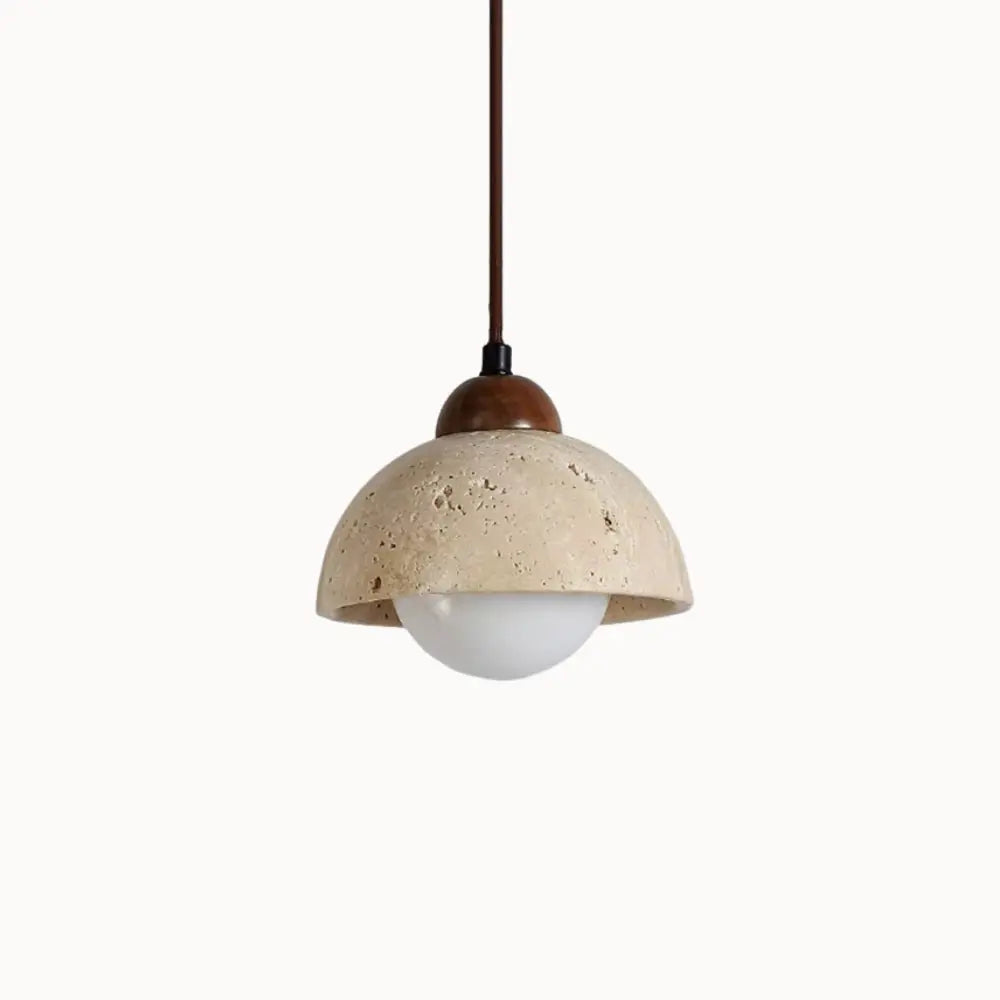 Moderna Suspensión Nórdica en Travertino y Madera | Porvoo