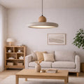 Suspensión Escandinava de Travertino y Madera Ø 30 cm | Lyng