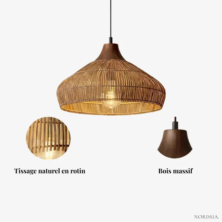 Suspensión de Ratan Natural Ø 40 cm - Diseño Nella